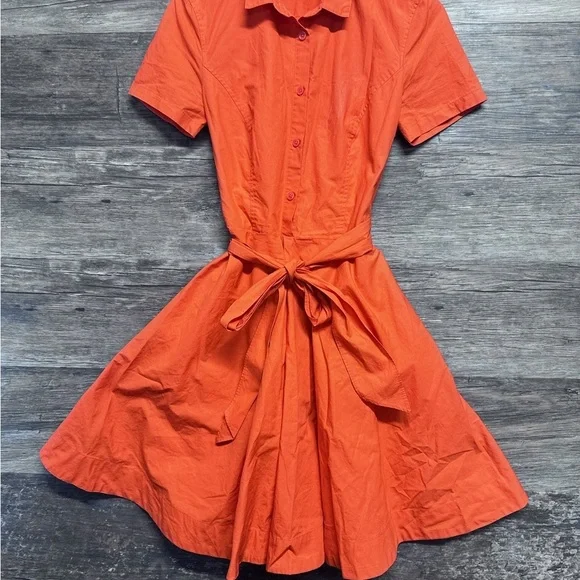 Armani Exchange Orange Knee-Length Shirt Dress Button Down